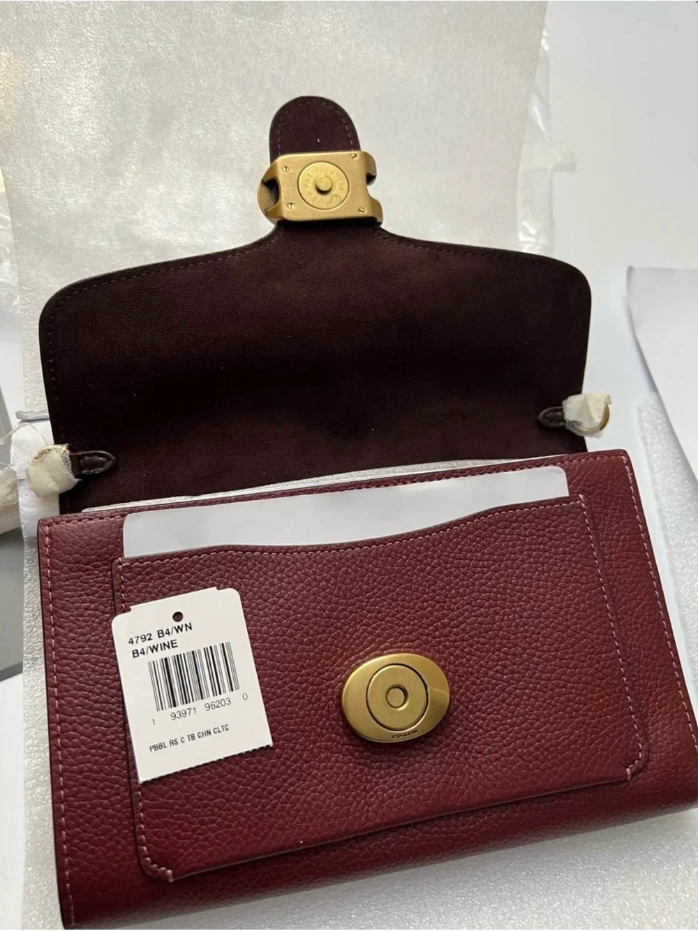 Coach Burgundy Pebbled Leather Crossbody with Gold Chain